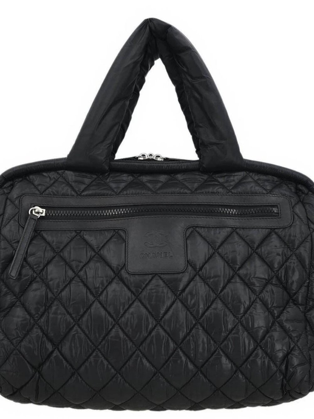 Chanel Black Nylon Coco Cocoon Bowling Bag Handbag AQ00397